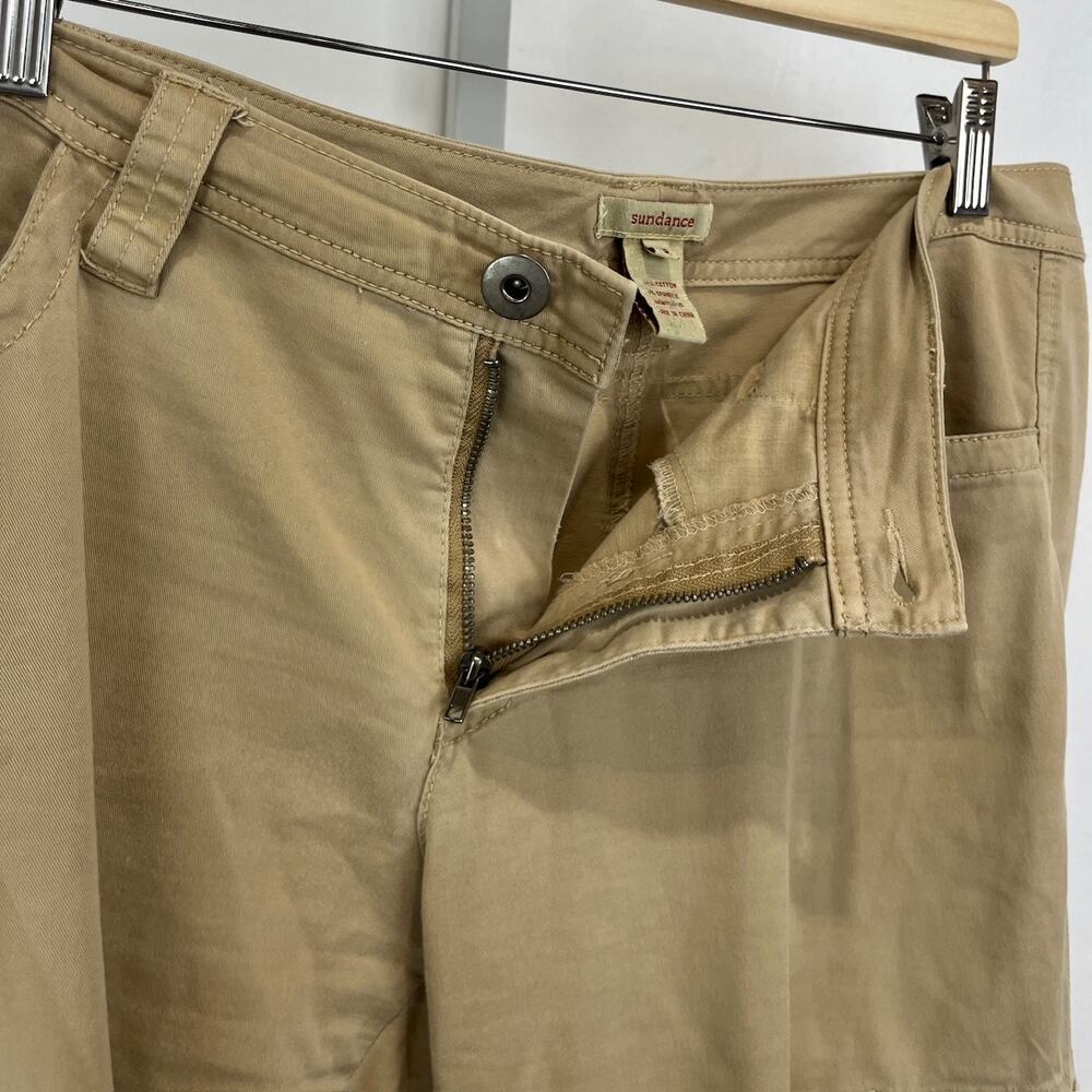 SUNDANCE Slim Ankle Cargo Pants Zip Fly Flat Front Pockets Tan Size 8 - Picture 6 of 9